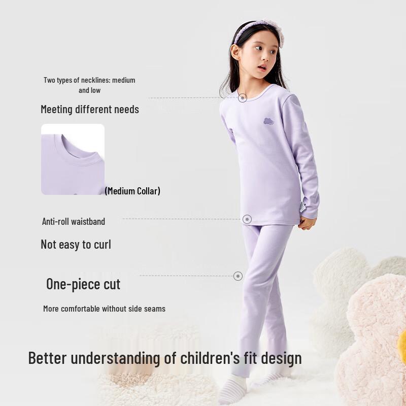 Balabala Girl's Thick Thermal Underwear Set