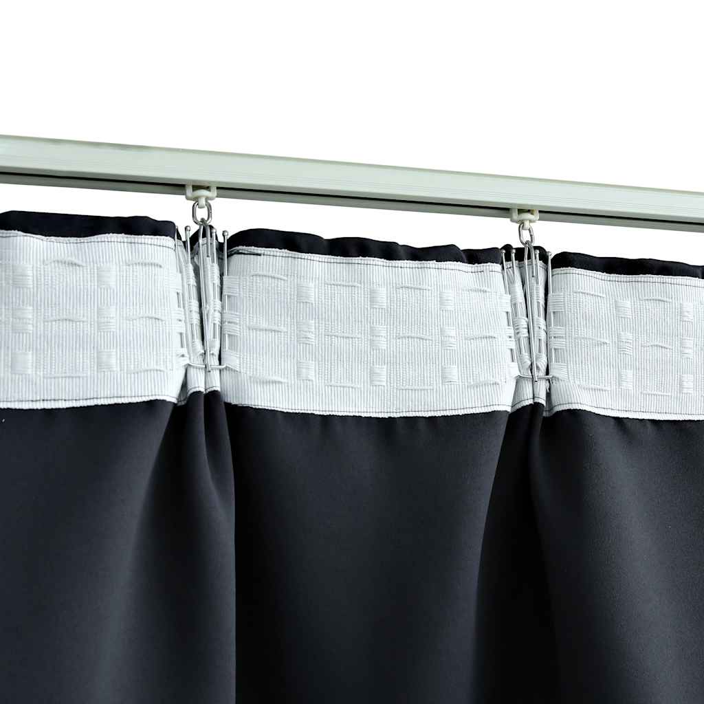 Vidaxl Blackout Curtains with Hooks, 2 Pcs, Anthracite, 140X175 Cm