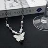 Stylish Butterfly Pendant Necklace Beads Choker Chain Choker Beads Neck Jewelry