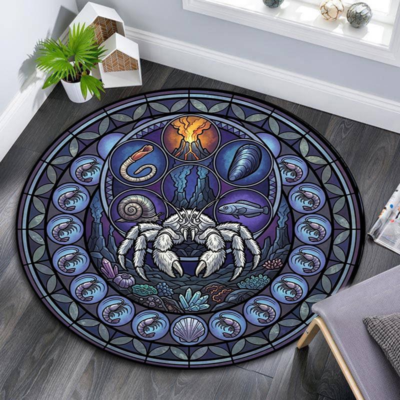 Oceanic Glass Mystery Round Area Rug Under Office Chairs Bedroom Living Room Home Decor