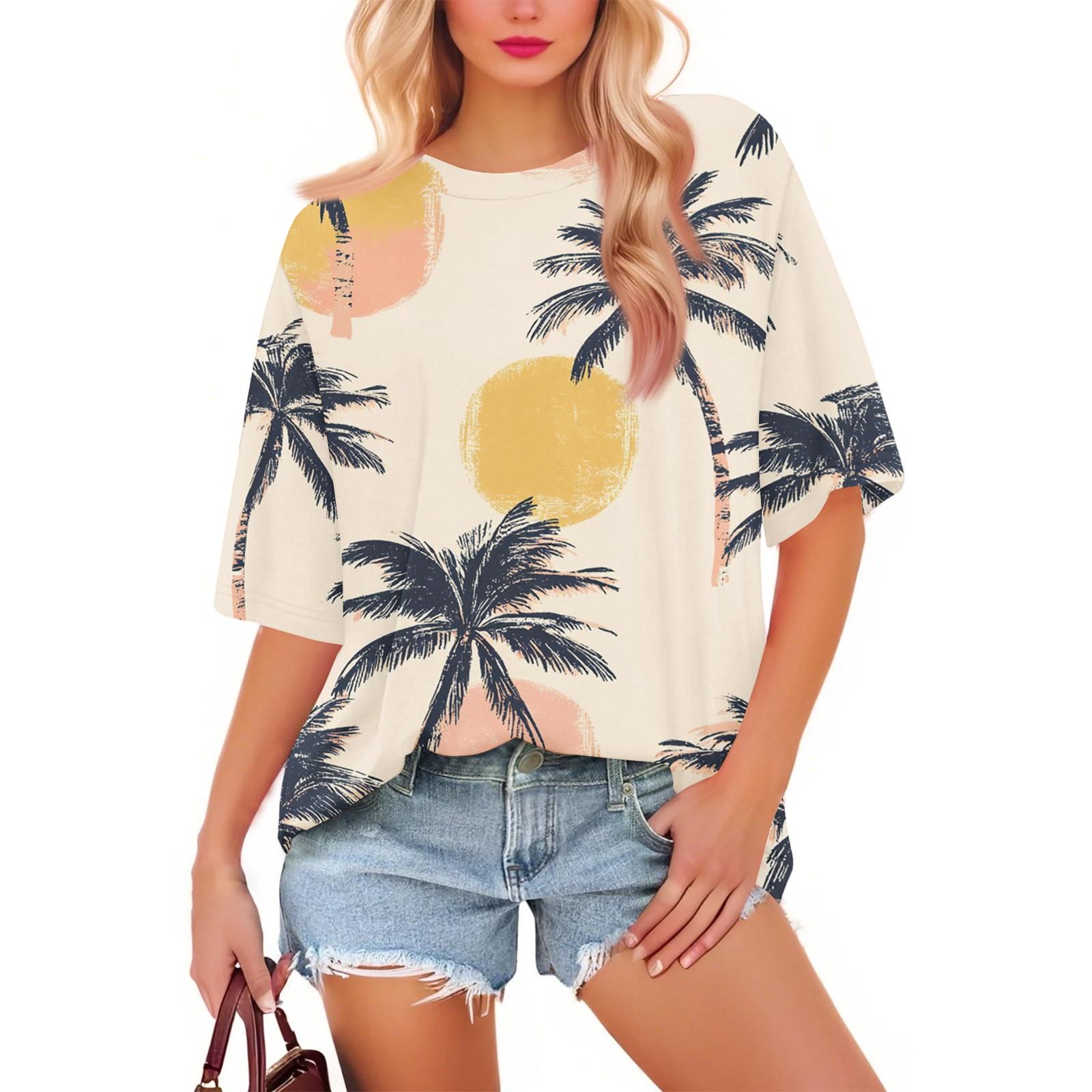 

Женская мода повседневная цветочная свободная круглая горловина короткий рукав модная праздничная футболка топ M винный