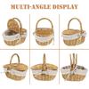 Oval Wicker Picnic Basket 1pc Fruit Vegetable Storage Basket Wicker Weaving Camping Picnic with Double Lid Linen Cotton Cloth Lining for Storage and
