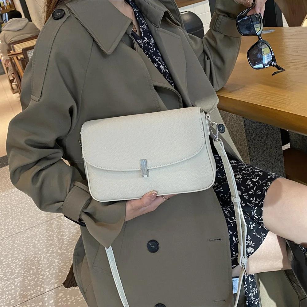 Women's Handbag  New Genuine Leather Versatile Small Square Bag Head Layer Cowhide Underarm Bag High Quality Shoulder Bag