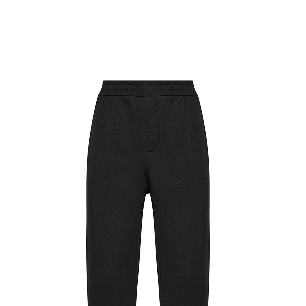 Emporio Armani FW24 Solid Color Elastic Waistband Cuffed Knit Joggers Men bottoms Black 6D1PL7-1JOTZ-0999