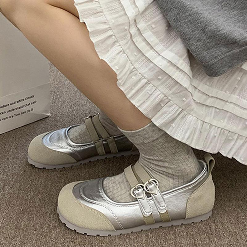 Retro Ugly Cute Flat-bottomed Big-headed Single Shoes for Women's 2025 Summer New Round Head Shallow Mouth Casual Versatile Mary Jane Shoes