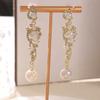 Luxury Pearl Drop Earrings With Cz Micro Pave Geometric Design For Women