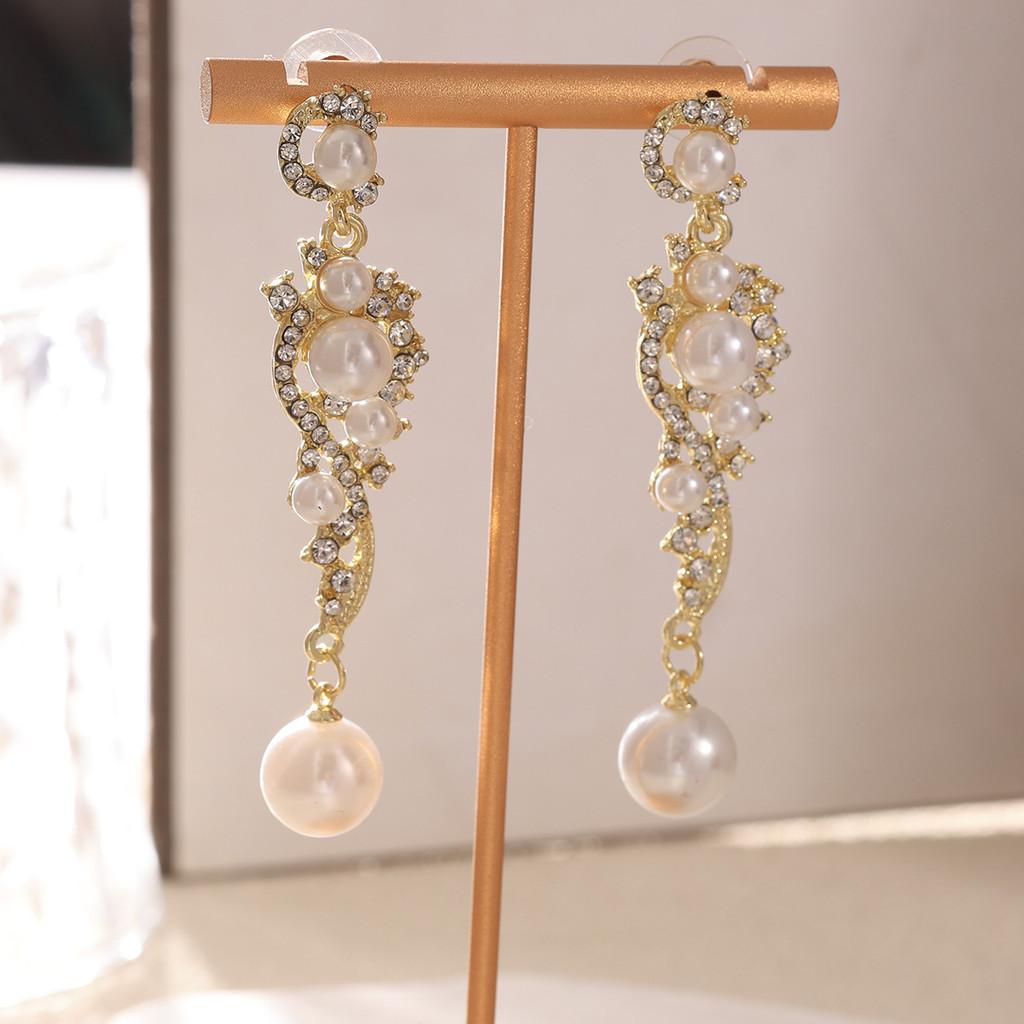 Luxury Pearl Drop Earrings With Cz Micro Pave Geometric Design For Women