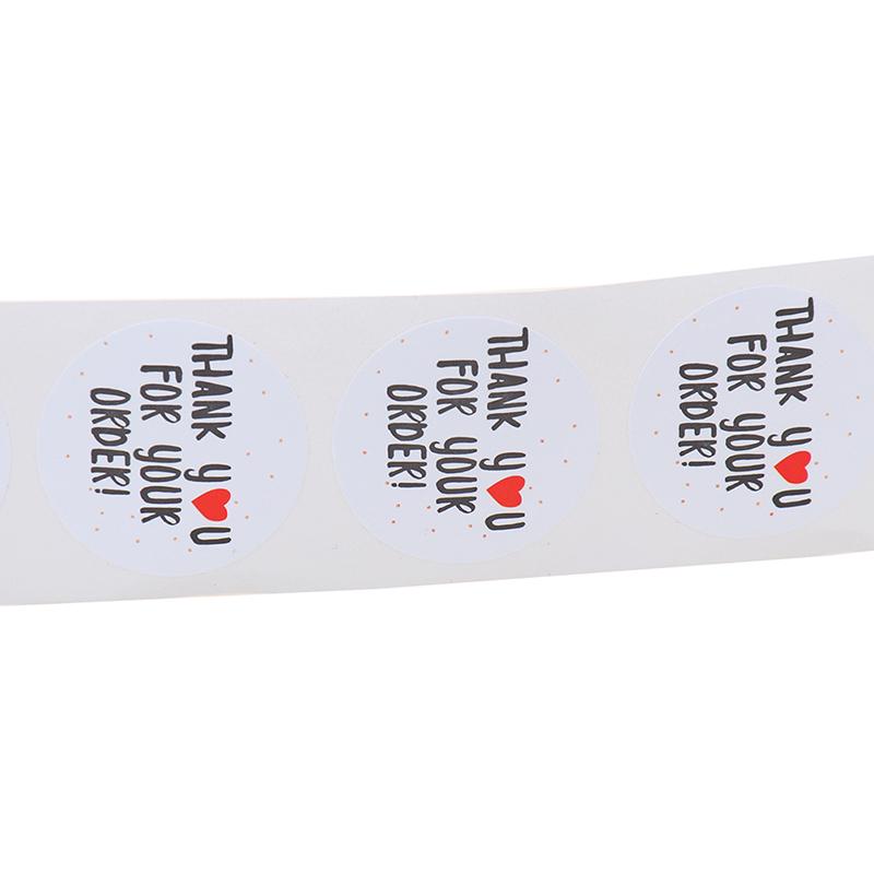 500Pcs Round Thank You For Your Order Sticker Heart Thanks For Shopping