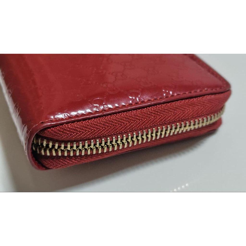 Used Gucci Long Wallet Microguccissima Nice Round Zipper Red With Box