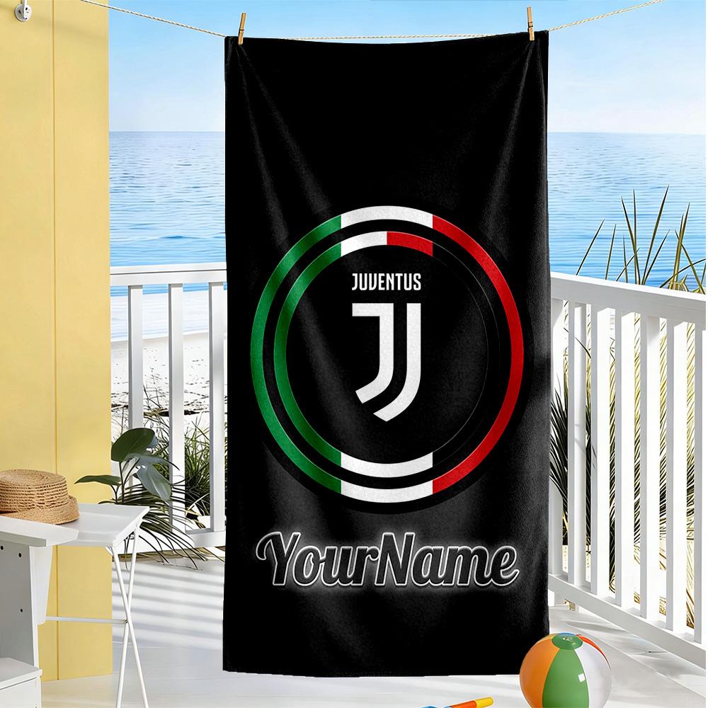 Juventus Customized Name Beach Towel Super Soft & Absorbent Perfect for Traveling Yoga Camping and Swimming