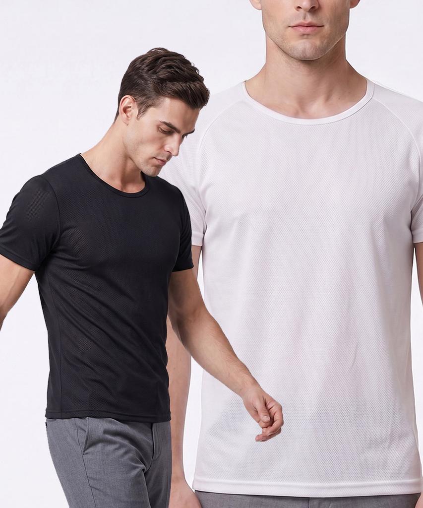 Seumiseuteilleo Men'S Multi-Mesh Body Shaping Shoulder Bulking Men'S Short Sleeve T-Shirt (2 Colors)