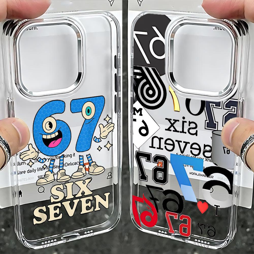 Luxury Six Seven 67 Hot Phone Case For Samsung Galaxy S25 S24 S23 S22 S21 S20 Note20 FE Ultra Edge Plus 4G 5G Transparent Cover