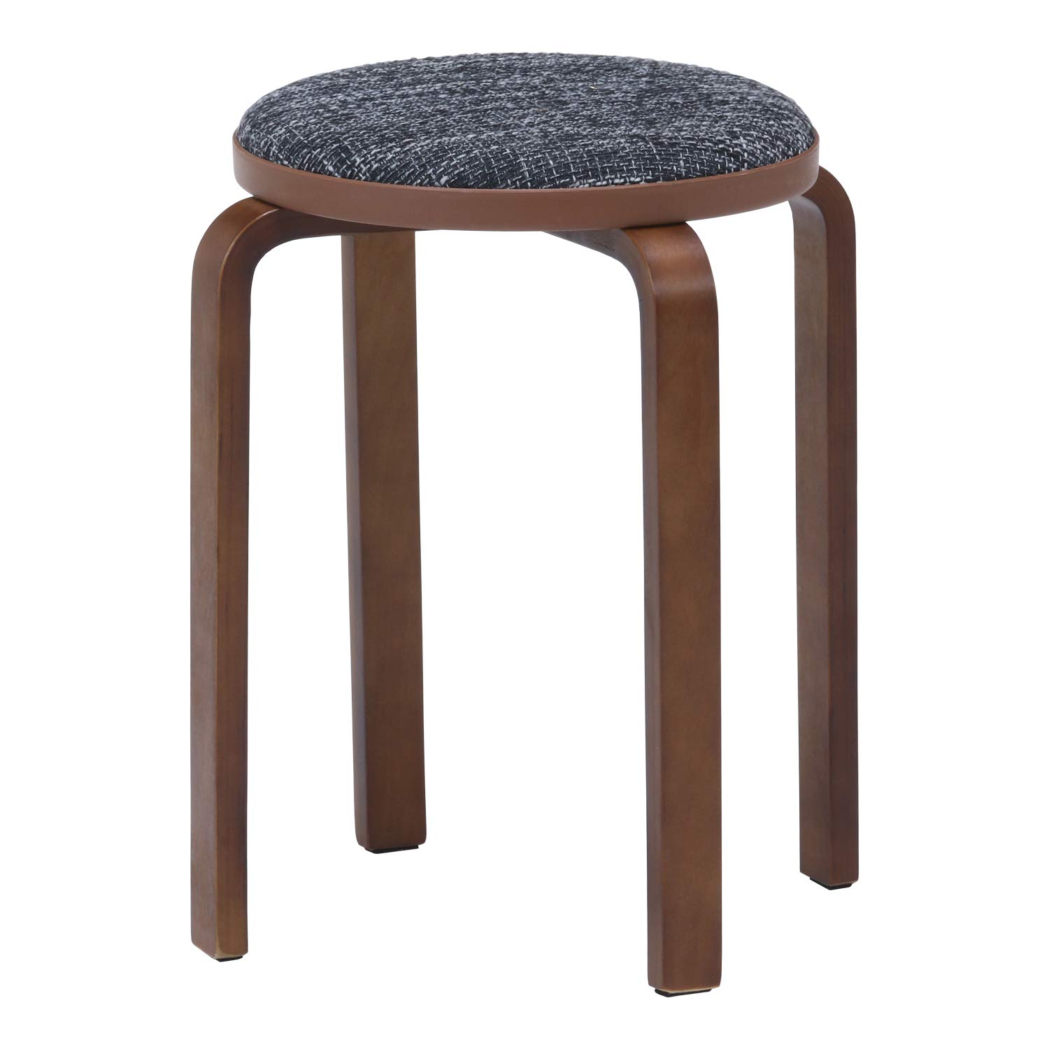 

Fuji Boeki Bentwood Stackable Stool, 32cm Wide x 32cm Deep x 47cm High, Gray/Brown Fabric, Compact, Assembly Required, Product Number 14543