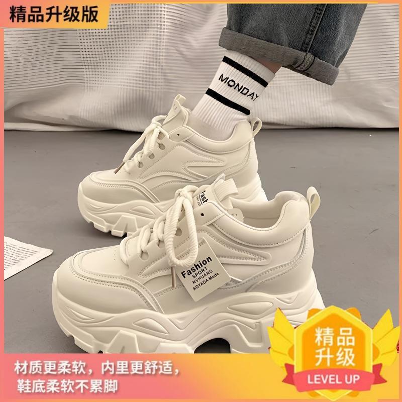 Popular Versatile Platform Dad Shoes Women's Feet Small Heightening Shoes 2025 New Autumn and Winter Muffin Casual Sports Shoes