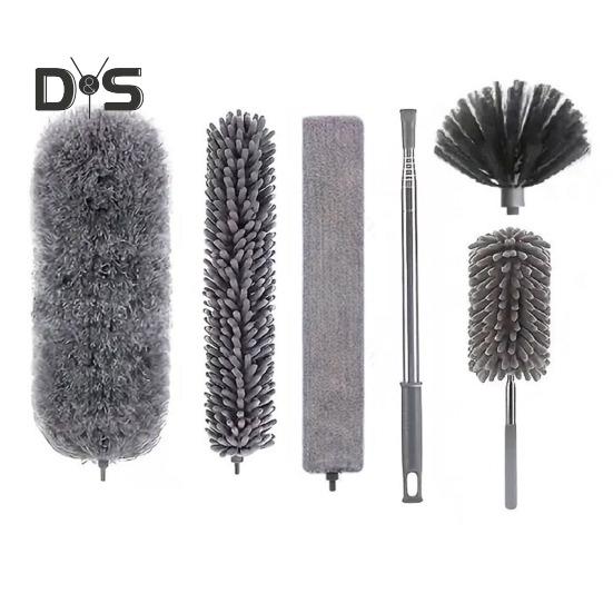 Teleskop-Staubwedel mit einziehbarem Griff, ausziehbarer Staubwedel, Staubentfernungsset mit Mehrkopf-Ersatz