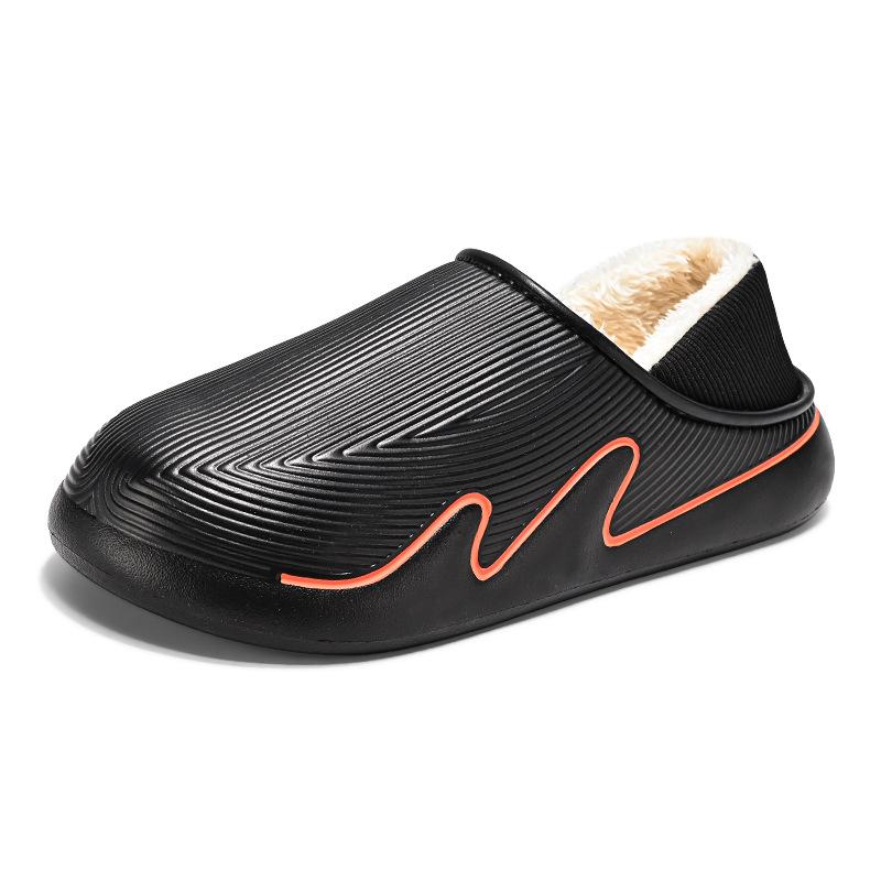 Men's bag heel stepping on shit cotton slippers winter casual home slippers velvet warm platform cotton shoes large size