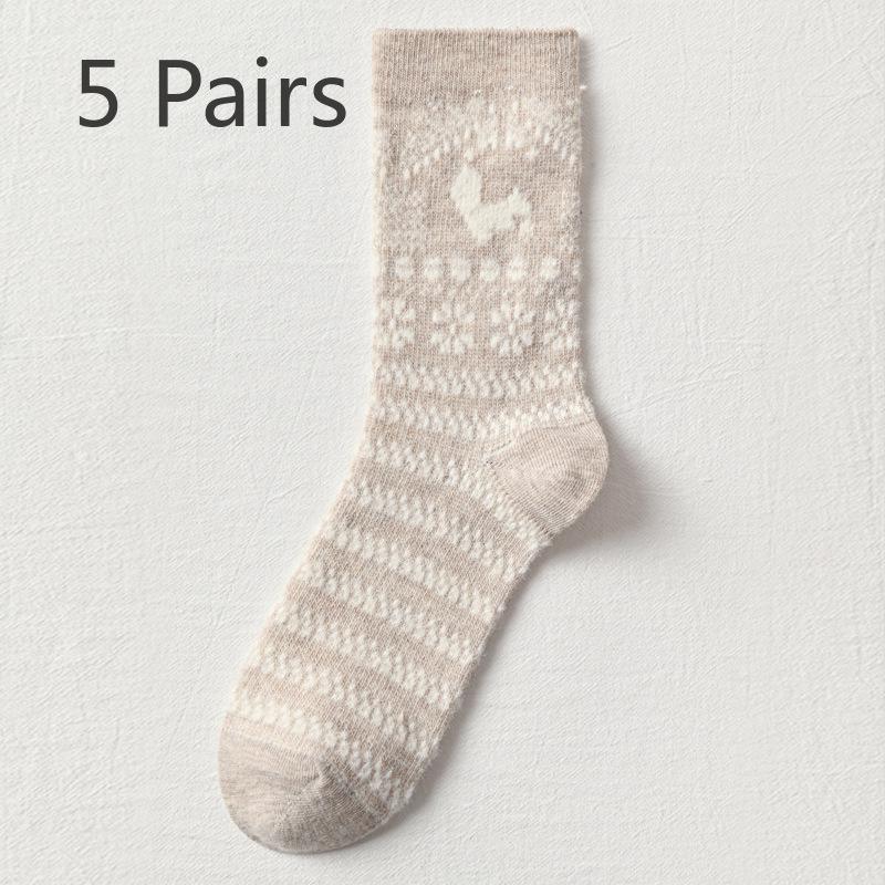 

5 пар утолщенных бархатных теплых мягких удобных удлиненных носков для девочек на осень и зиму 5 Pairs телесный