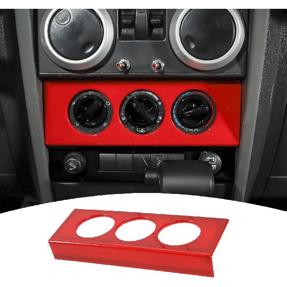 

Car Air Conditioning Switch Button Panel Trim Cover Frame for 2007-2010 Jeep Wrangler JK JKU (Carbon Fiber Grain) красный