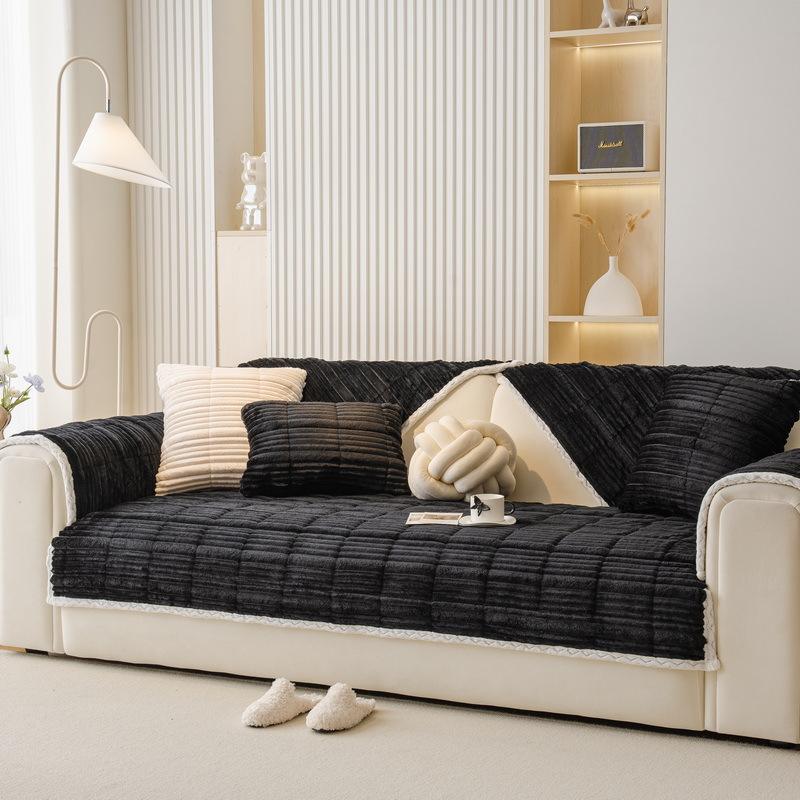 Cream Wind Milk Fleece Sofa Cushion Autumn And Winter Plush Seat Cushion Simple High-End Non-Slip Cover New Cover