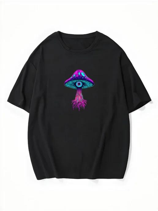 Oversized T-shirt with mushroom print M