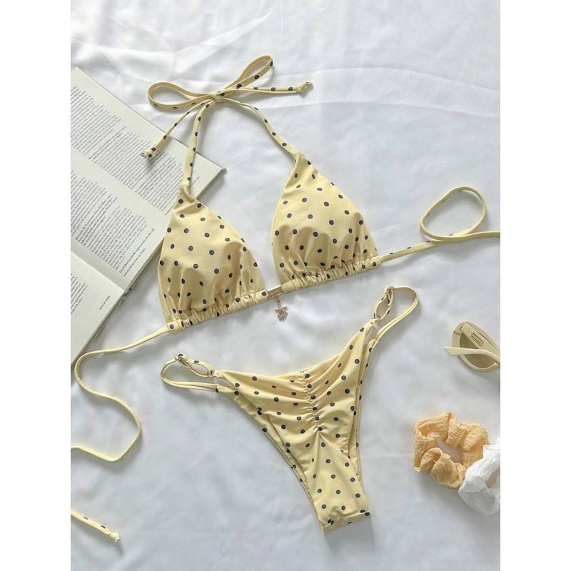 2026 Polka Dot Bikini Bikin Sexy Strap Split Set Swimsuit Women