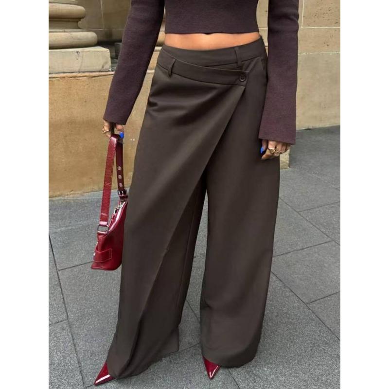 Irregular Splicing Straight Wide-leg Pants Women's Autumn and Winter Drape Suit Pants Design Pants