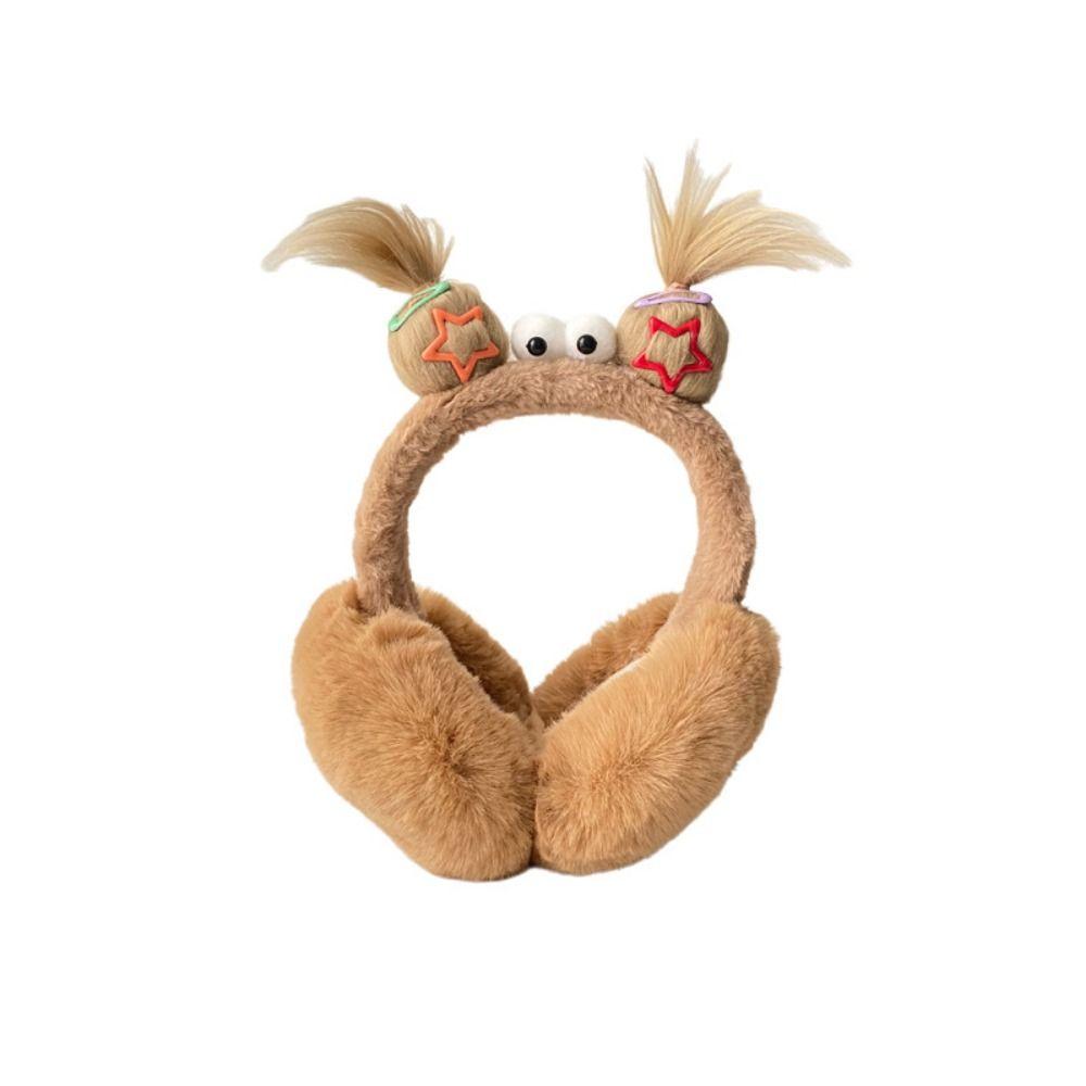 Funny Braid Cartoon Earmuffs Thicken Foldable Ear Cover Cute Winter Plush Ear Cap  Cycling