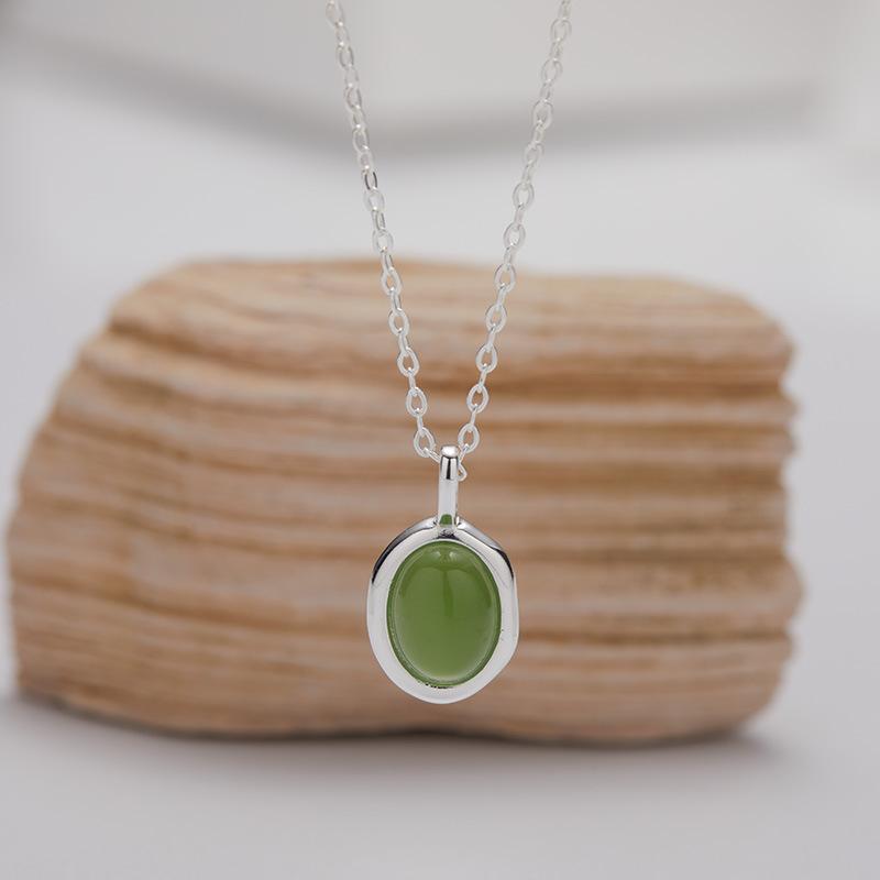 Minimalist Fashion Colored Treasure Pendant S925 Sterling Silver Inlaid With Natural Jasper Kyanite Tiger Eye White Shell Necklace Women'S