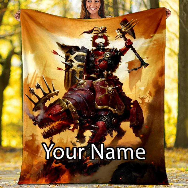 Custom Name Total War Warhammer Theme Printed Blanket - Perfect for Couch, Bed, Travel & Outdoor Use | Machine Washable, Cozy & Durable.
