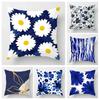 Upgrade Your Living Room Decor with a Stylish Geometric Cushion Cover In Blue and White Floral Pattern Home Decor 45x45 40x40
