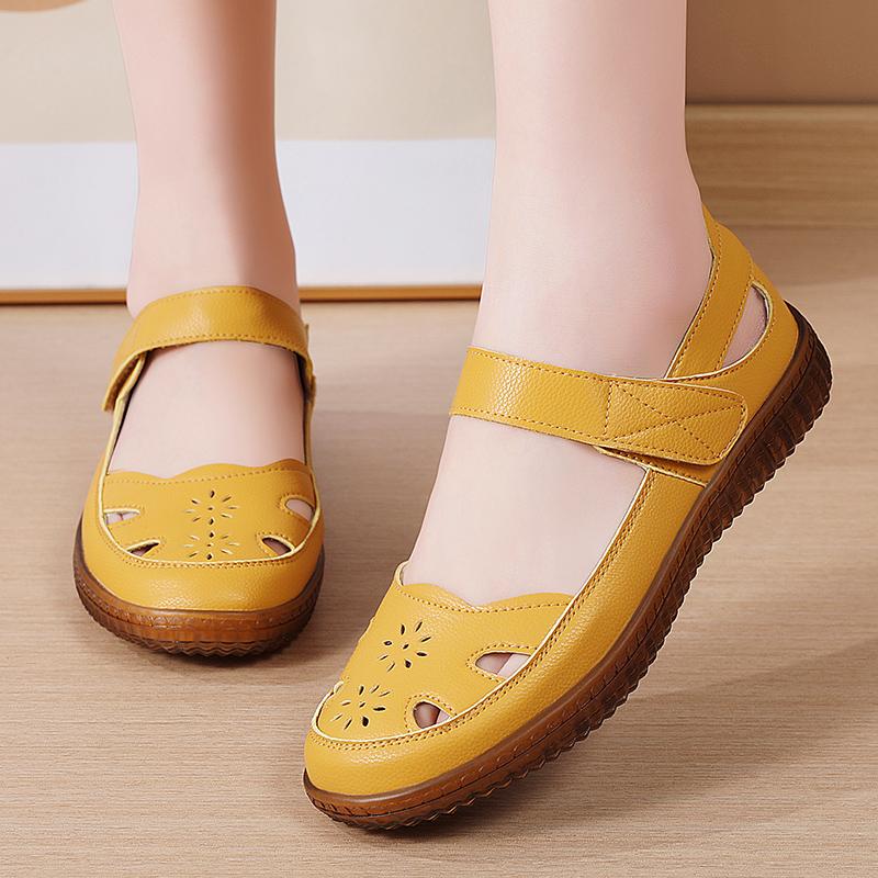 Women's Sandals Summer Mary Jane Beach Shoes White Flat Shoes Casual Soft Walking Sandals for Girl Plus Size