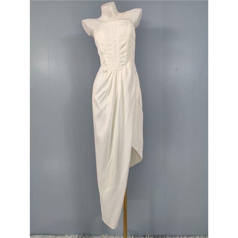 

Export Single in Home New Arrival 2024 Early Spring Chest Wrap Light Luxury Minority Classy Fishbone Graceful and Fashionable Elegance Dress White S