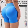 Dfyne Women's High-Waisted Hip-Lifting Yoga Shorts - Peach Butt Running & Fitness Shorts