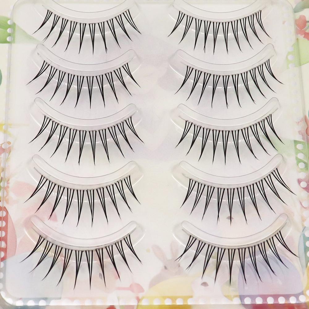 Saeda Ayare Ray 02 Fine Pointed Tail False Eyelashes - Japanese Cluster Style, Sakura Girl, Transparent Band