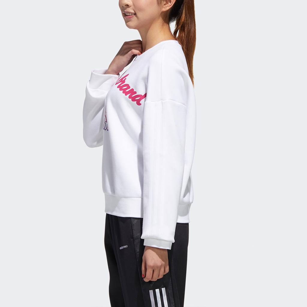 Adidas Neo Letter Print Sports Crew Neck Sweatshirt Women Sweatshirt White GP5871