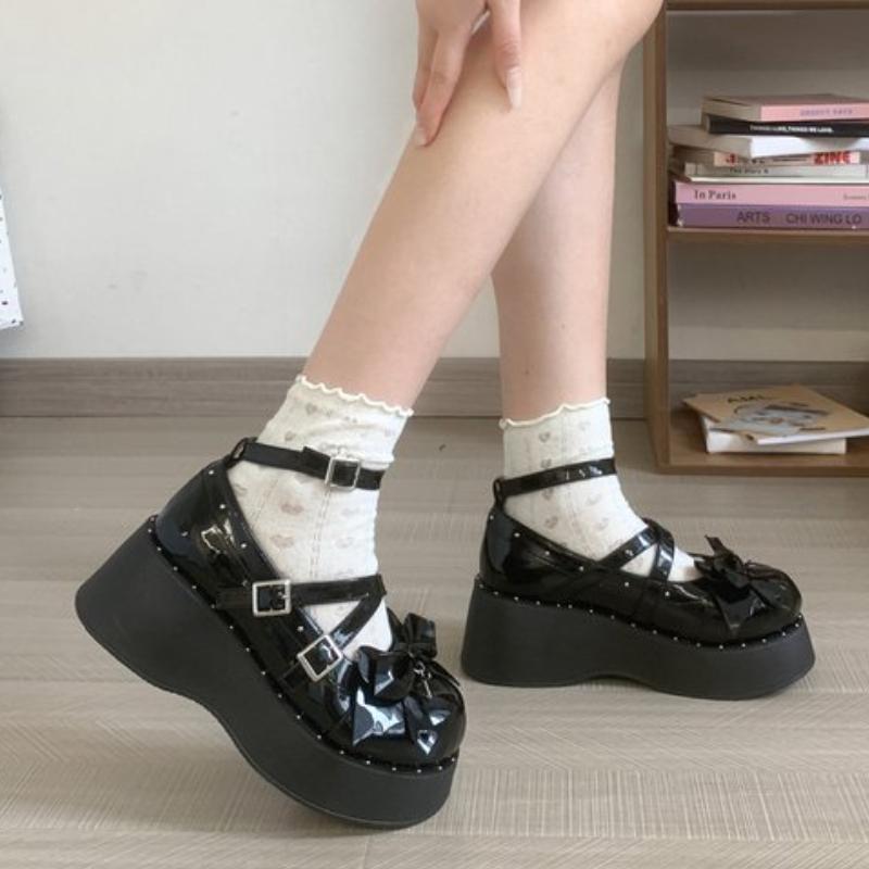 Sweet Tea Party Mandarin Duck Shoes Cos Girl Cream Bubbles Bow Kawaii Shoes Lolita Girls High Heel LoliShoes 35-40