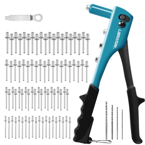 

LIBRATON Hand Riveter Set with 80 Blind Rivets and 4 HSS Drill Bits, Aluminum Rivet Tool Set