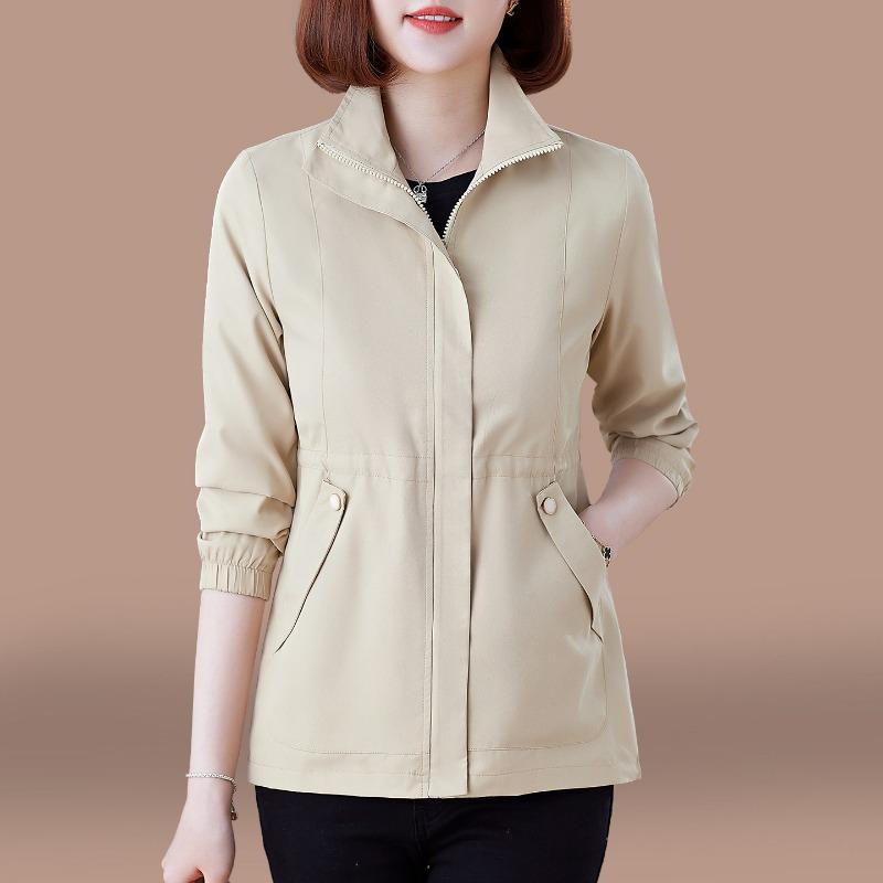 Women's Stand Collar Jacket Women's Spring and Autumn New Loose Middle-aged Women's Casual Autumn and Winter Jacket Tops