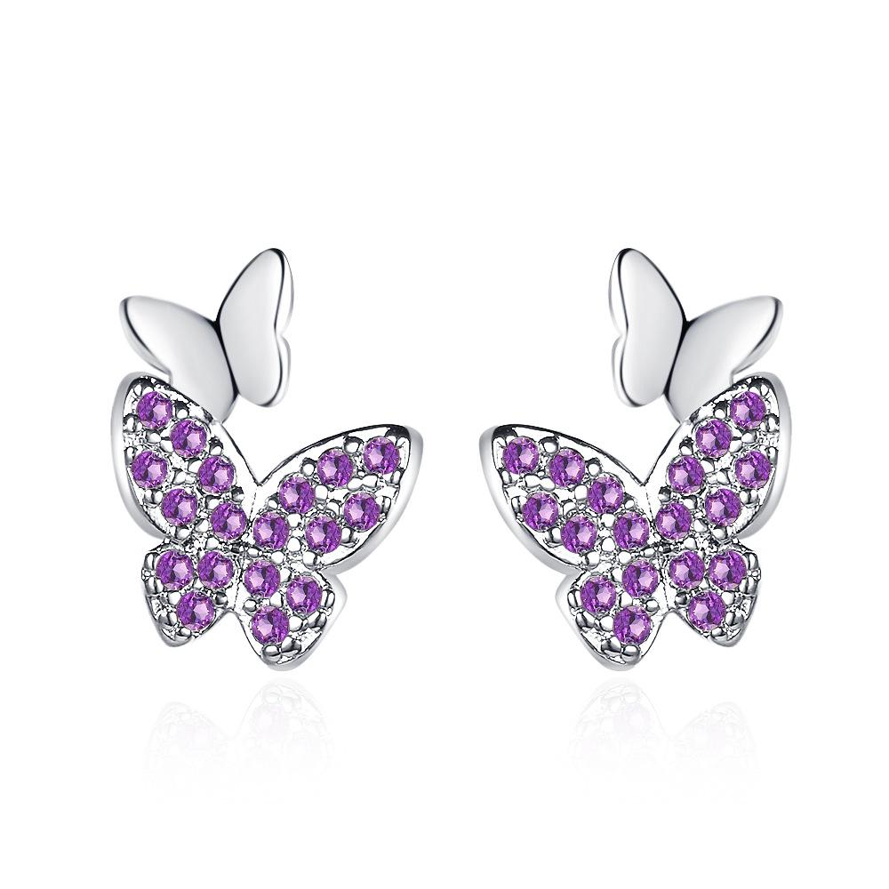 Butterfly Compact Fashion Zirconia Sparkling Classic Stud Earrings for Women Dazzling Female Elegant Accessories Timeless Jewelry