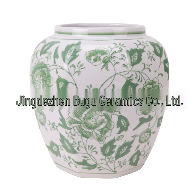 Blue and White Porcelain Vase with Red Glaze - Modern Home Decor and Flower Arrangement