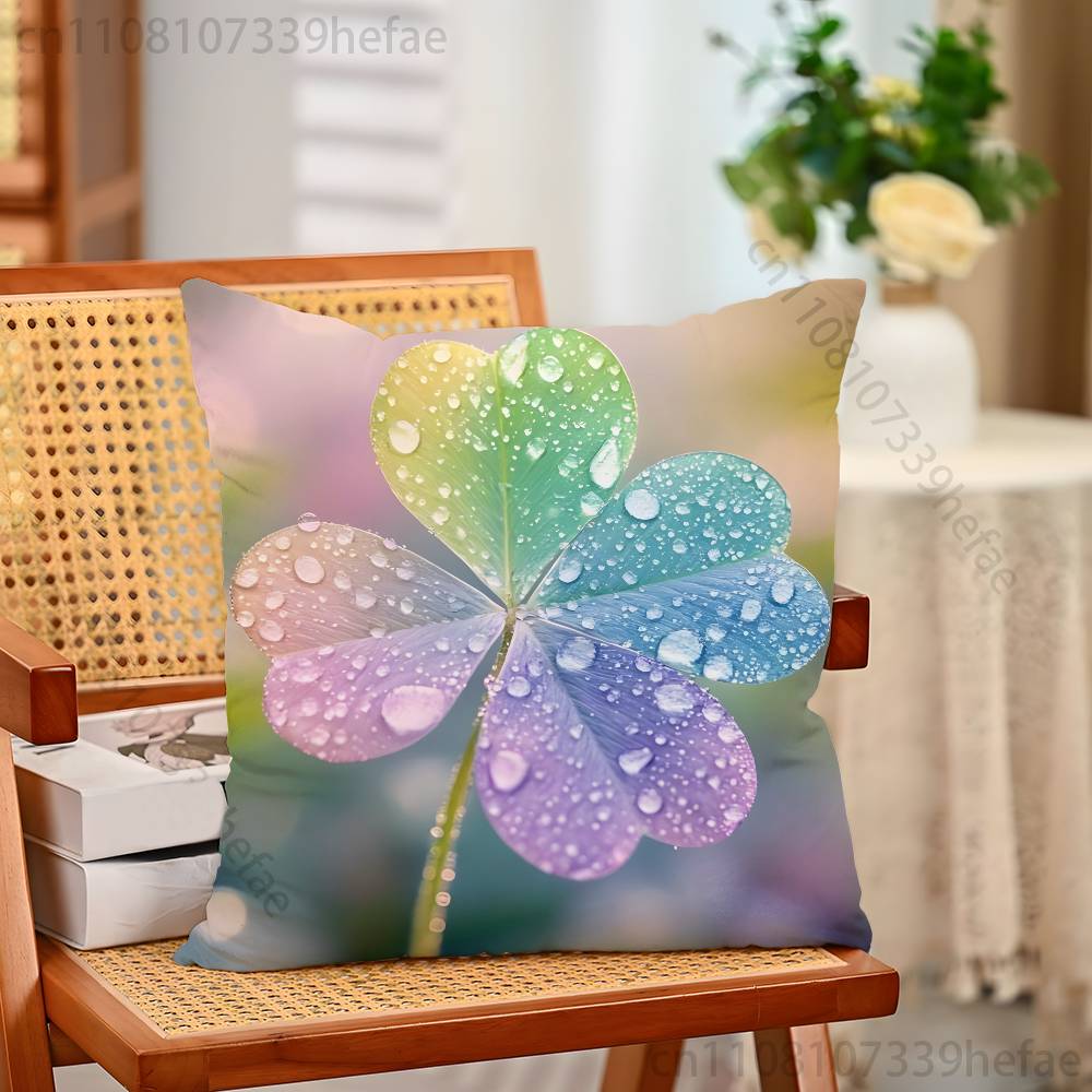 Lucky Four Leaf Clover Throw Pillow Case For Decoration 30cm 50cm 55cm Square Home Pillowcase Case