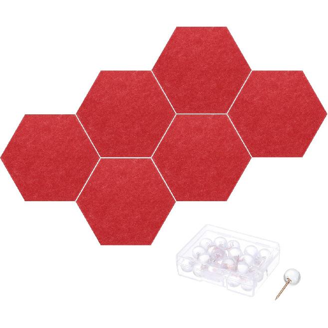 PATIKIL Felt Bulletin Board, 12"x10", 6 Packs Self Adhesive Hexagon Felt Tiles for Sound Proofing Wall Panels for Home Office Recording Studio,Game