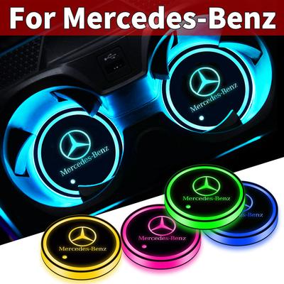 Posavasos LED Iluminado para Taza de Agua de Coche Luces de Ambiente Posavasos para Mercedes Benz C260 W204 W205 W211 W212 W190 Accesorios para Automóvil