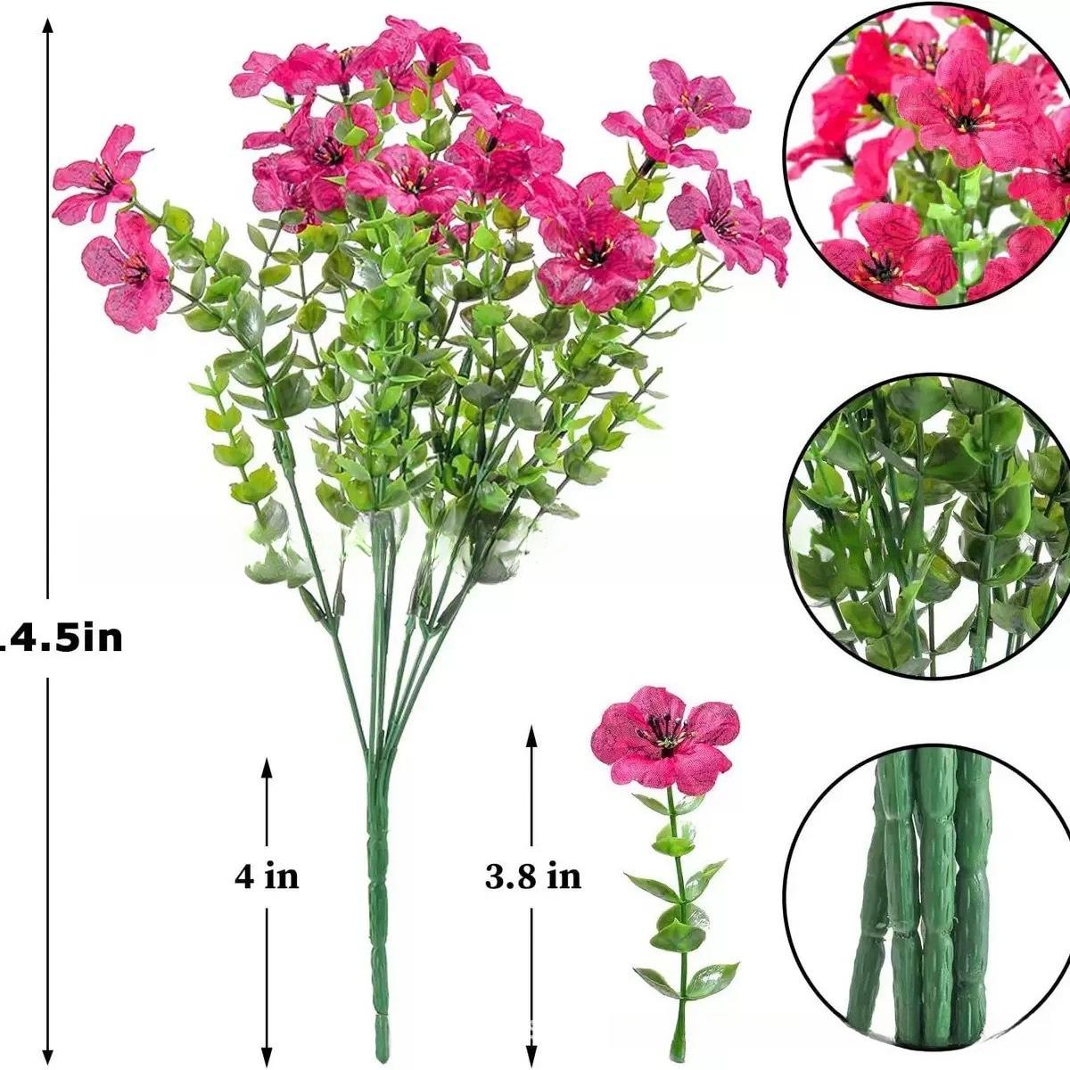 

35СМ Искусственный Шелковый Эвкалипт Фиолетовый Цветок Защита от УФ для Крыльца Двора Сада Летний Домашний Декор Праздничные Принадлежности розы красного