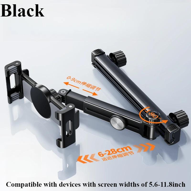 Oatsbasf Car Tablet Holder for Headrest Extension Arm Adjustable Car Mount for Back Seat Phone Stand for iPhone iPad with Hooks