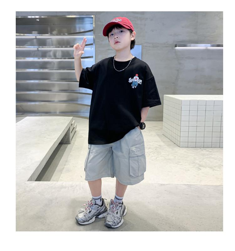 Boys' set summer new 2026 children's short sleeved t-shirt thin casual pants fashion two-piece set