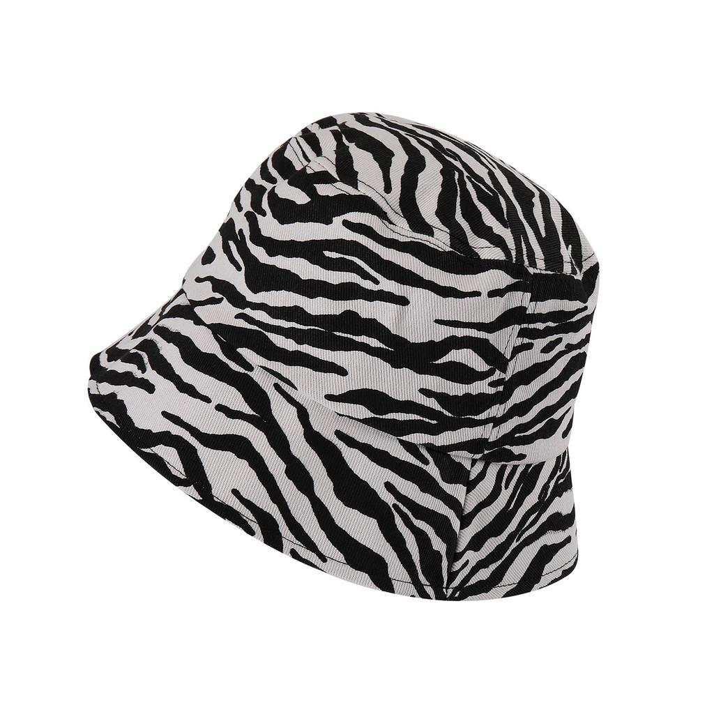 Fashionable Zebra Pattern Bucket Hat For Women Breathable Cotton Sun Hat Protection