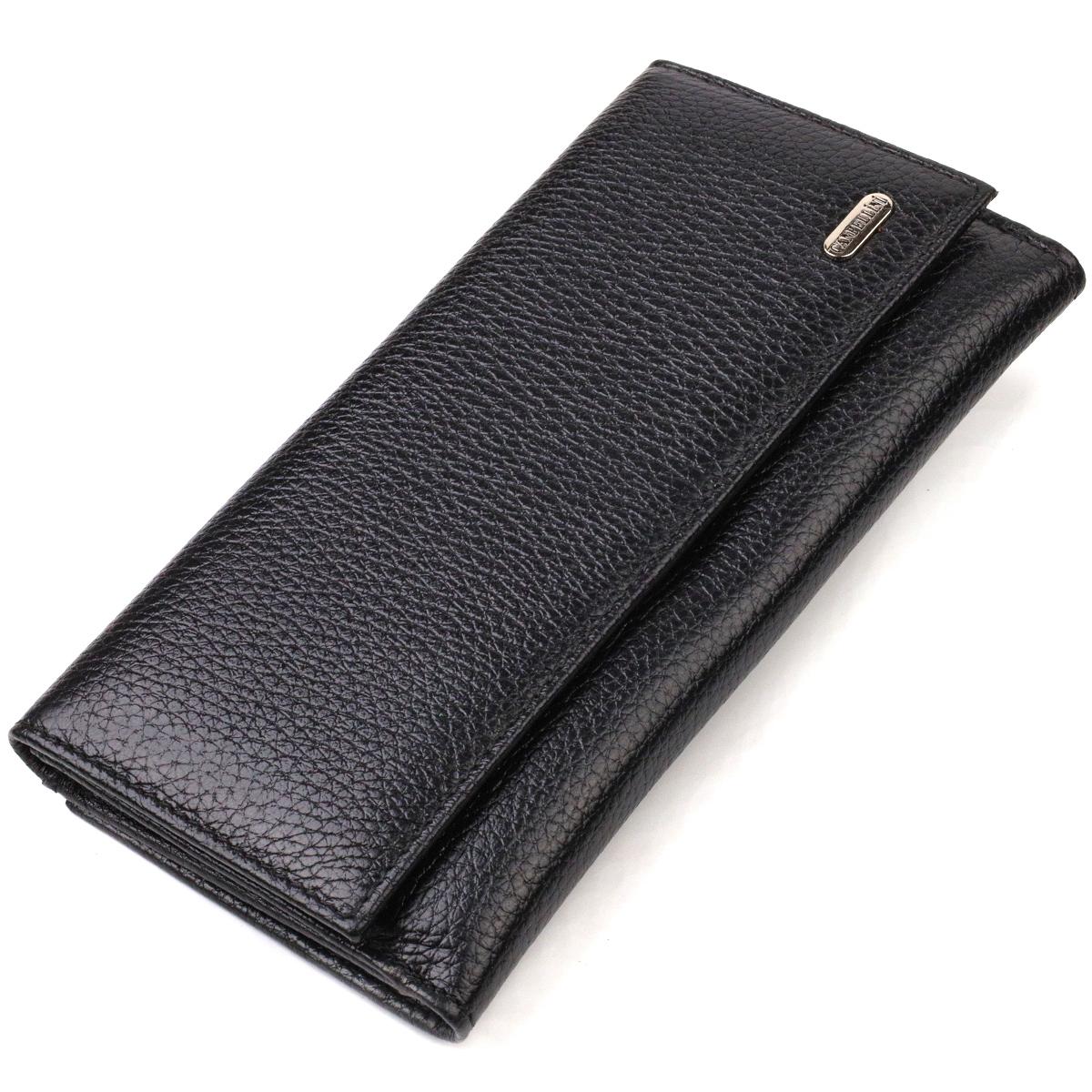 

Унікальне портмоне унісекс із натуральної дрібнозернистої шкіри CANPELLINI 21856 Чорний