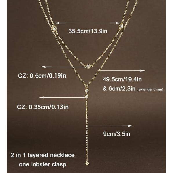 IF YOU Lariat Gold Lange Halsketten für Damen Trendig, Zarte 14K Vergoldete Tropfenkettenhalskette, Mehrlagige Rosenkranz-Perlen Y-Halsketten Schlichte Mode