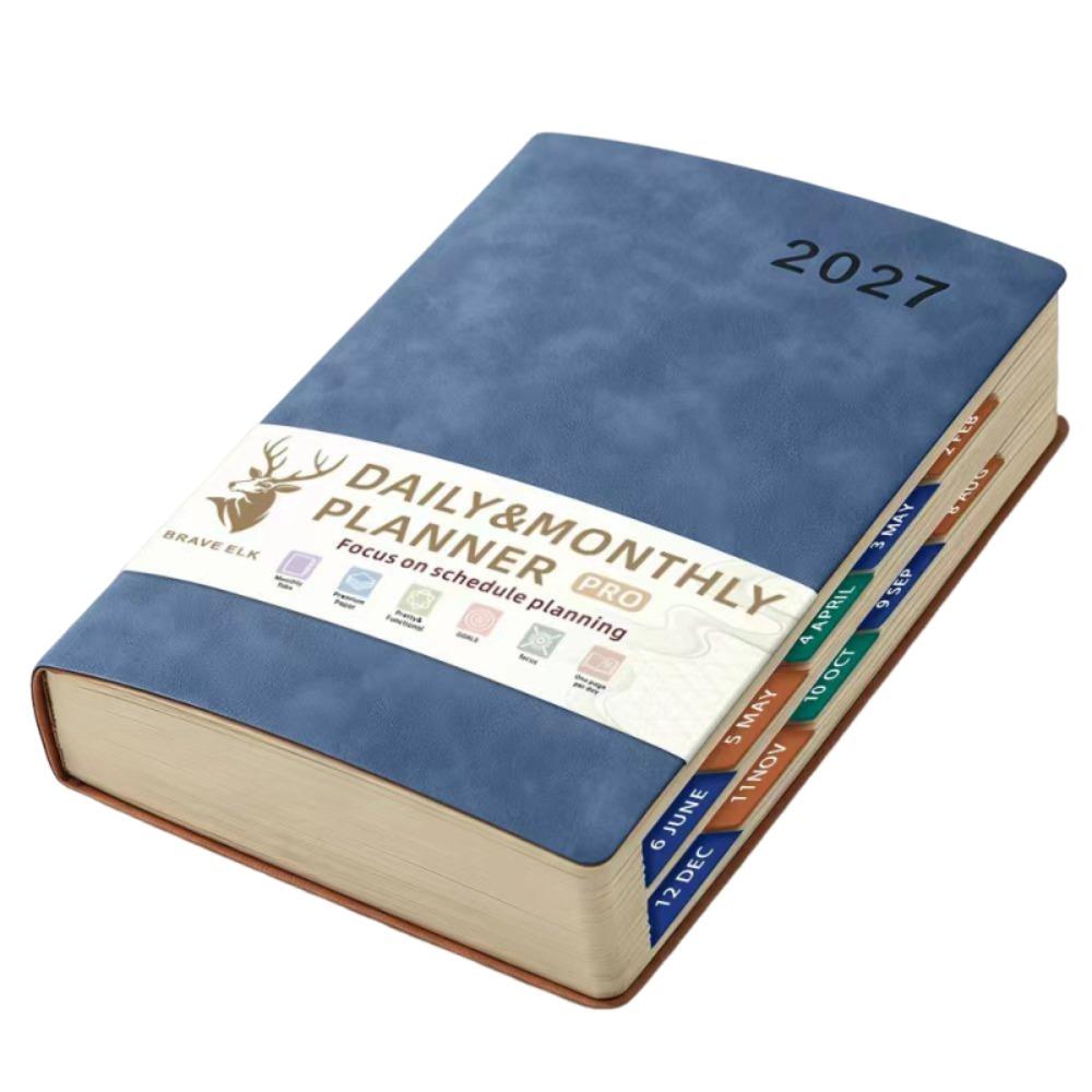 English 2027 Schedule Planner Notepad Wear-resistant Office Work Planner Travel Blue